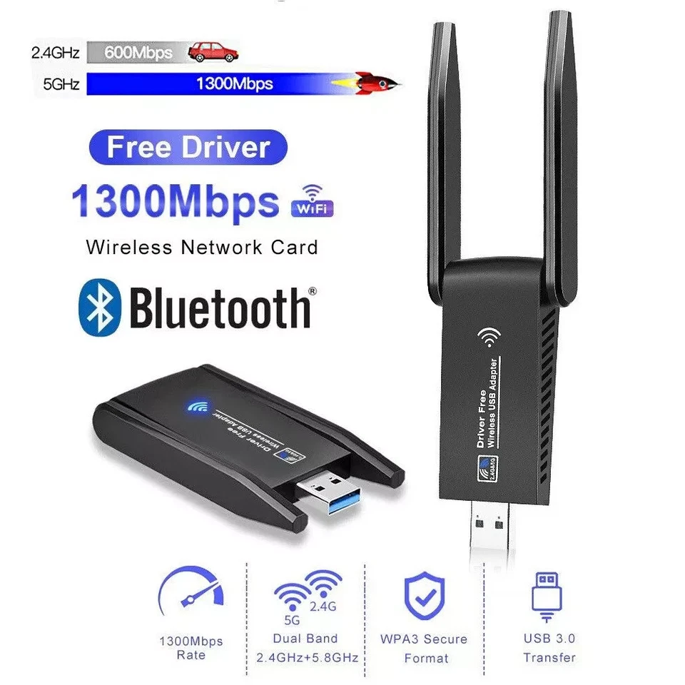 WLAN Stick USB 3.0 Adapter WiFi 6 AC 1800Mbps Bluetooth Dongle Dual Band 5GHz PC - Bild 4 von 4