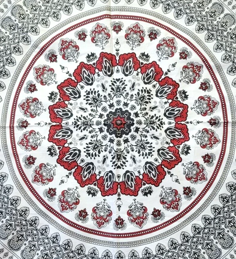 Tapiz Arte de Pared Mantel Borlas Rojo Negro Gris Mandala Boho John Robshaw Foto 3 de 4
