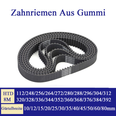 Antriebsriemen Gummi-Zahnriemen 8mm Teilung Breite 10mm~80mm HTD 8M 112mm-392mm