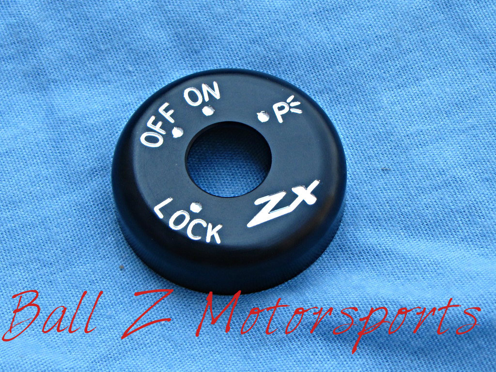 ZX14 ZX-14 Black/Silver Engraved Ignition Switch Cover Key Cap 06