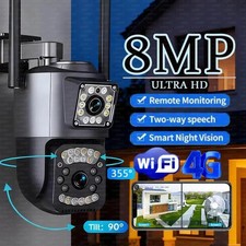 8MP WiFi IP Camera Dual Lens 4G SIM Card Outdoor Security Night Vision Two-way