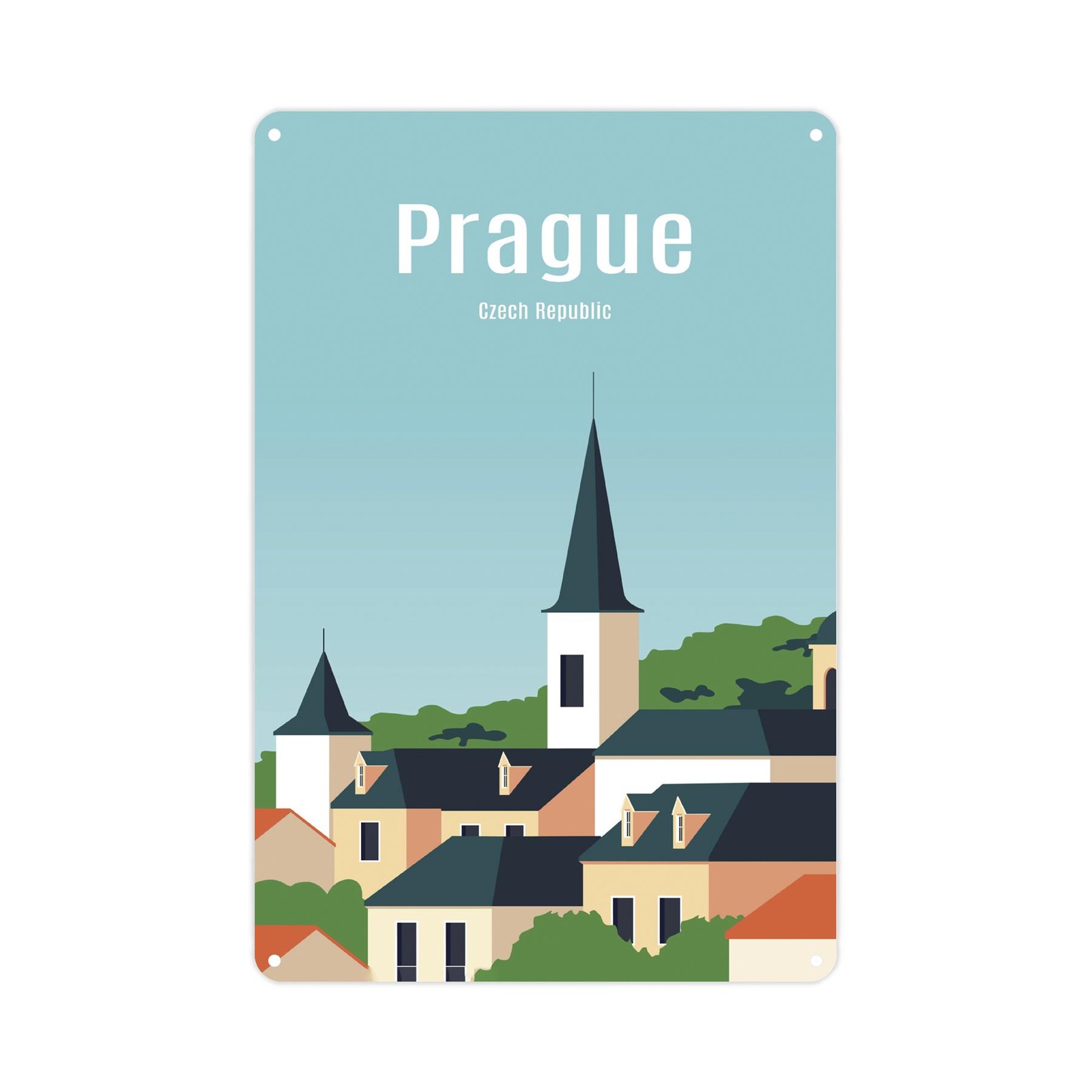 Prague Wall Sign - Czech Republic Metal Plaque Decor Souvenir Gift