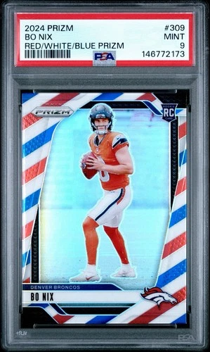 2024 Panini Prizm - Rookies Bo Nix #309 Red White & Blue Prizm (RC)
