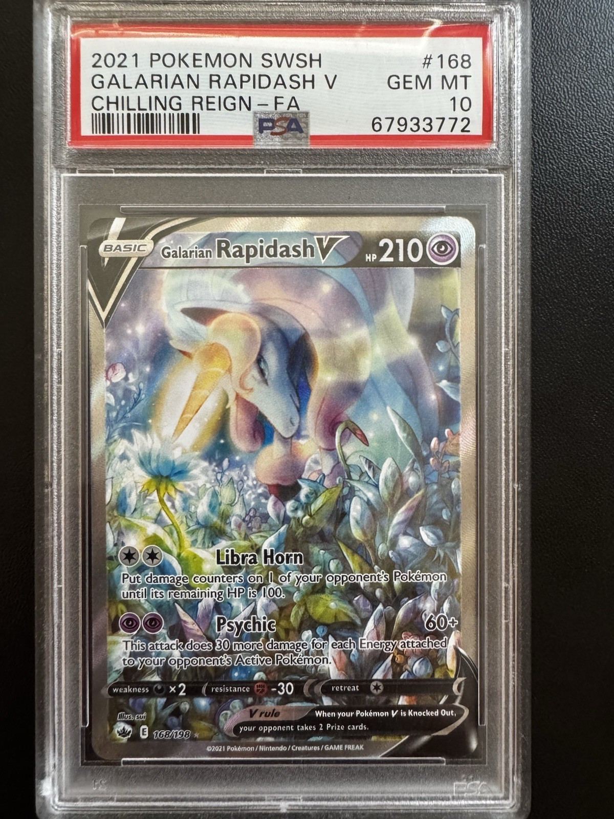 PSA 10 Galarian Rapidash V (Alternate Full Art) 168/198