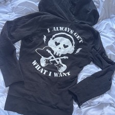 abbey dawn i always get what i want skull guitar zip up hoodie y2k medium
