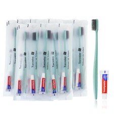 Disposable Toothbrushes with Toothpaste,30 Pack Green Individually Wrapped Di...