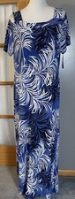 Nine West Tropical Maxi Dress Sz 14 Cold Shoulders Blue Beach Resort Cruise Boho