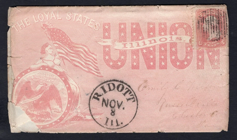 USA Ridott ILL 1861 Civil War Patriotic Cover with Letter to Russellville Pa - Image 2 of 4