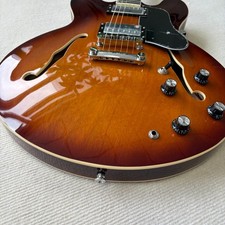 Custom Brown Electric Guitar Rosewood Fingerboard Fixed Bridge Semi-Hollow