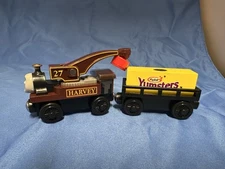 2004 HARVEY the WOODEN TRAIN w/ YOPLAIT YUMSTER CARGO  (Retired) BRAND NEW RARE
