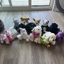 Vtg GANZ Webkinz Plush Lot Of 12 Plush Bulldog Frog Panda Bunny Walrus Dragon