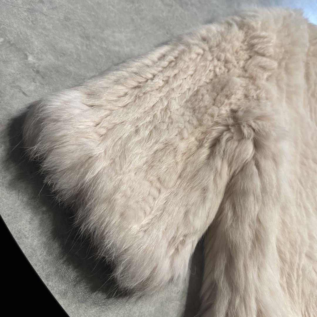 YVES SALOMON Cappotto corto in pelliccia di coniglio rosa XS(SS)