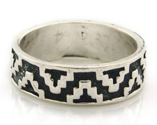 Navajo Tribal Band Ring Sterling Silver Vintage Artist Size 9.0