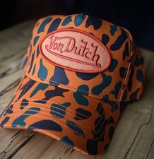 NWT Von Dutch Camo Trucker Hat 42 - Orange Camouflage - 6 Panel - adjustable