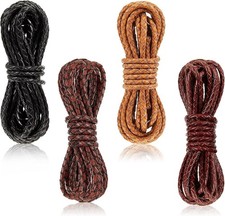 8yd Genuine Braided Leather Cord Antique Leather Bolo Tie Cord String Rope Fo...