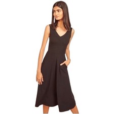 Reformation Myra Dress Black Ribbed Fit & Flare Midi Minimalist Closet Staple XS
