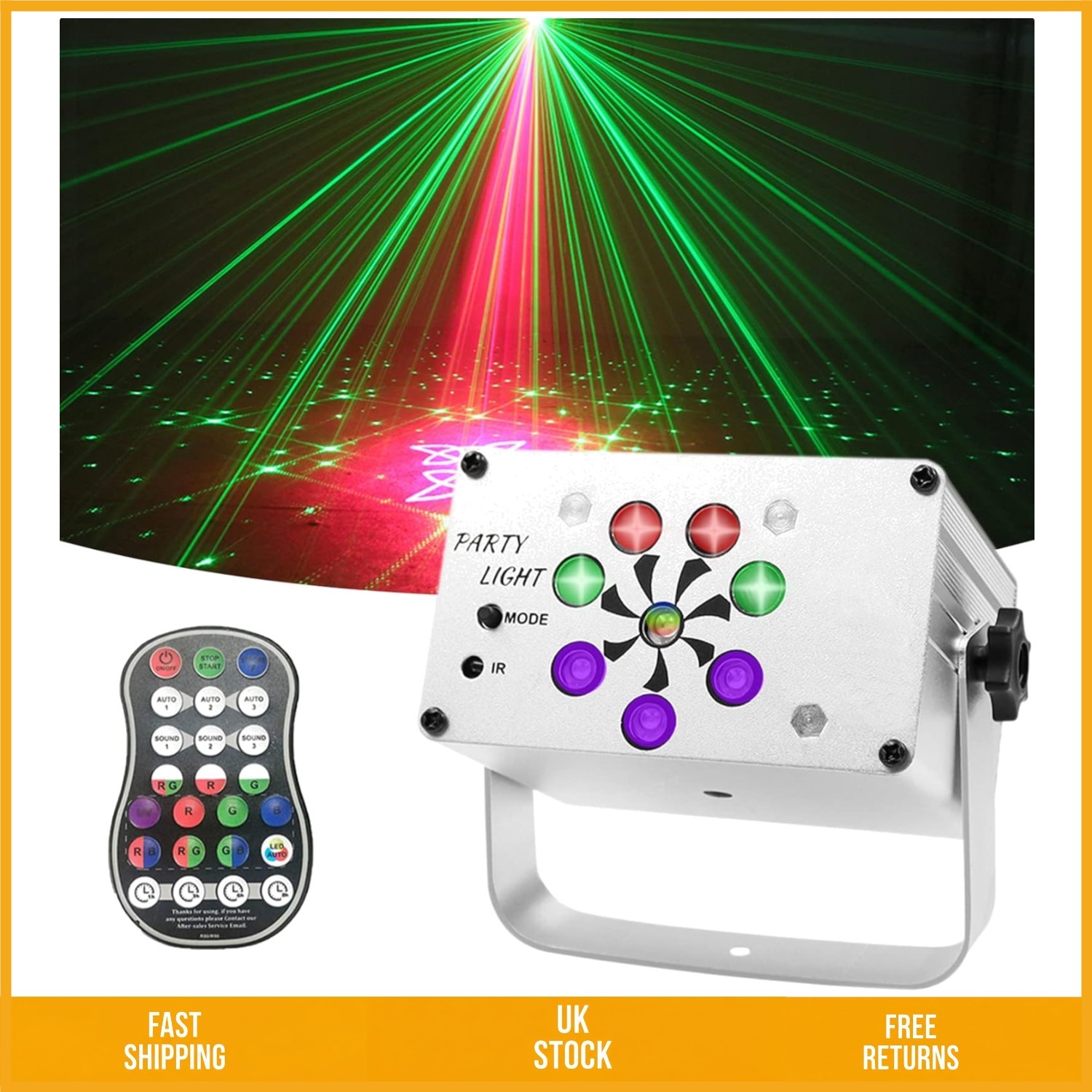 Dynamic LED Sound Activated Disco Stage Light 240 Patterns Strobe Effect 1pc