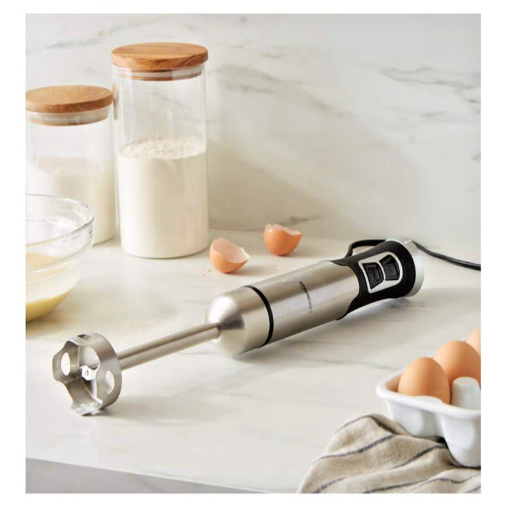 Amazon Basics Multi-Speed Immersion Hand Blender for Kitchen Mixing, Silver