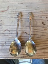 Paire de cuillères à soupe Campbells enfant patine vieillie rustique décoration maison plaqué argent ?