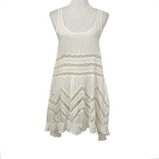 Intimately Free People Womens Voile  Lace Trapeze Slip Dress Sz XS Cream
