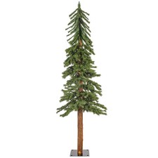 Pemberly Row 60" Plastic Natural Bark Alpine Artificial Christmas Tree in Green