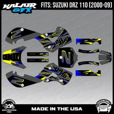Graphics Kit for Suzuki DRZ110 2000-2009 Vizion Series - Blue Yellow