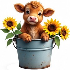 30 Custom Sunflower Calf in Bucket Personalized Address Labels