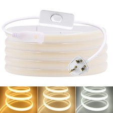 Dimmable Neon COB LED Strip Lights 220V Waterproof Flex Tape Rope Lights+UK Plug