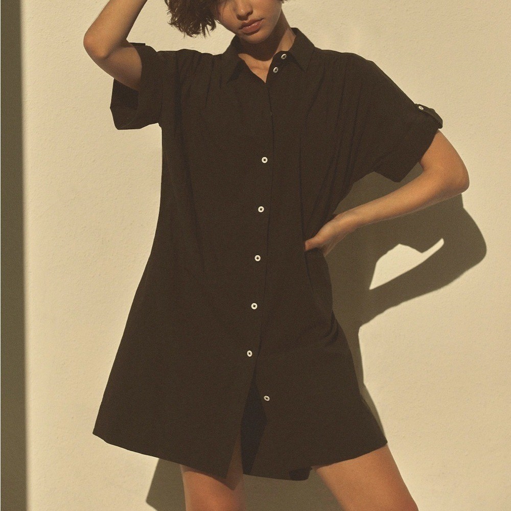 Madewell Collared Button-Front Mini Shirtdress Tr… - image 7
