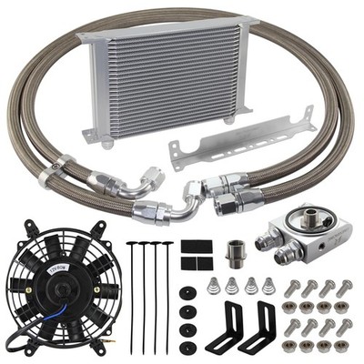 Universal Aluminum AN10 Oil Cooler Kit w/Bracket Kit Thermostatic 73±0.5