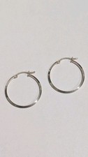 Vintage Mexico Signed MC Sterling Silver 1.2" Hoop Hinged Closure Earrings