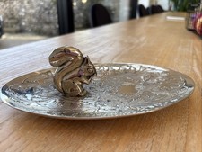 Seba silver-plated trinket dish featuring an ornate squirrel figurine handle