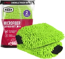 AIDEA Car Wash Mitt Microfiber, 2PK Scratch Free 7.12×10.14, Green-2 