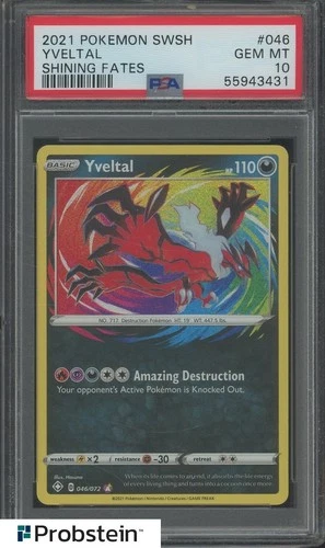 2021 Pokemon SWSH Shining Fates #046 Yveltal PSA 10 GEM MINT