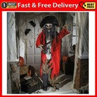 Morris Costumes 6.2 ft Standing Animated Skeleton Pirate Decoration - Red