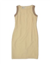 VINTAGE Womens Sleeveless Sheath Dress UK 12 Medium Beige CL06