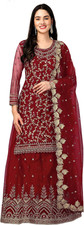 Women'S Mono Net Kurta Lehenga Suit Set Indian Pakistani Ethnic Wear