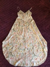 Vintage Christian Dior Womens Long Multicolor Satin Lace Nightgown Size Medium