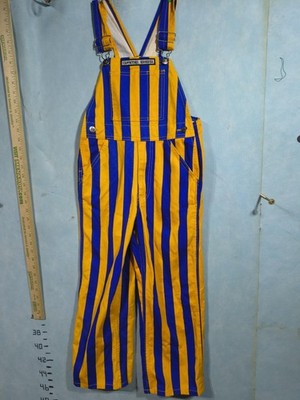 Game Bibs Overalls Youth S Blue Yellow Striped Bib Cotton Twill Pockets Casual