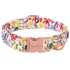 Dog Collar Metal Buckle Colorful Flower Collar Gift Durable Cute Collar for S...