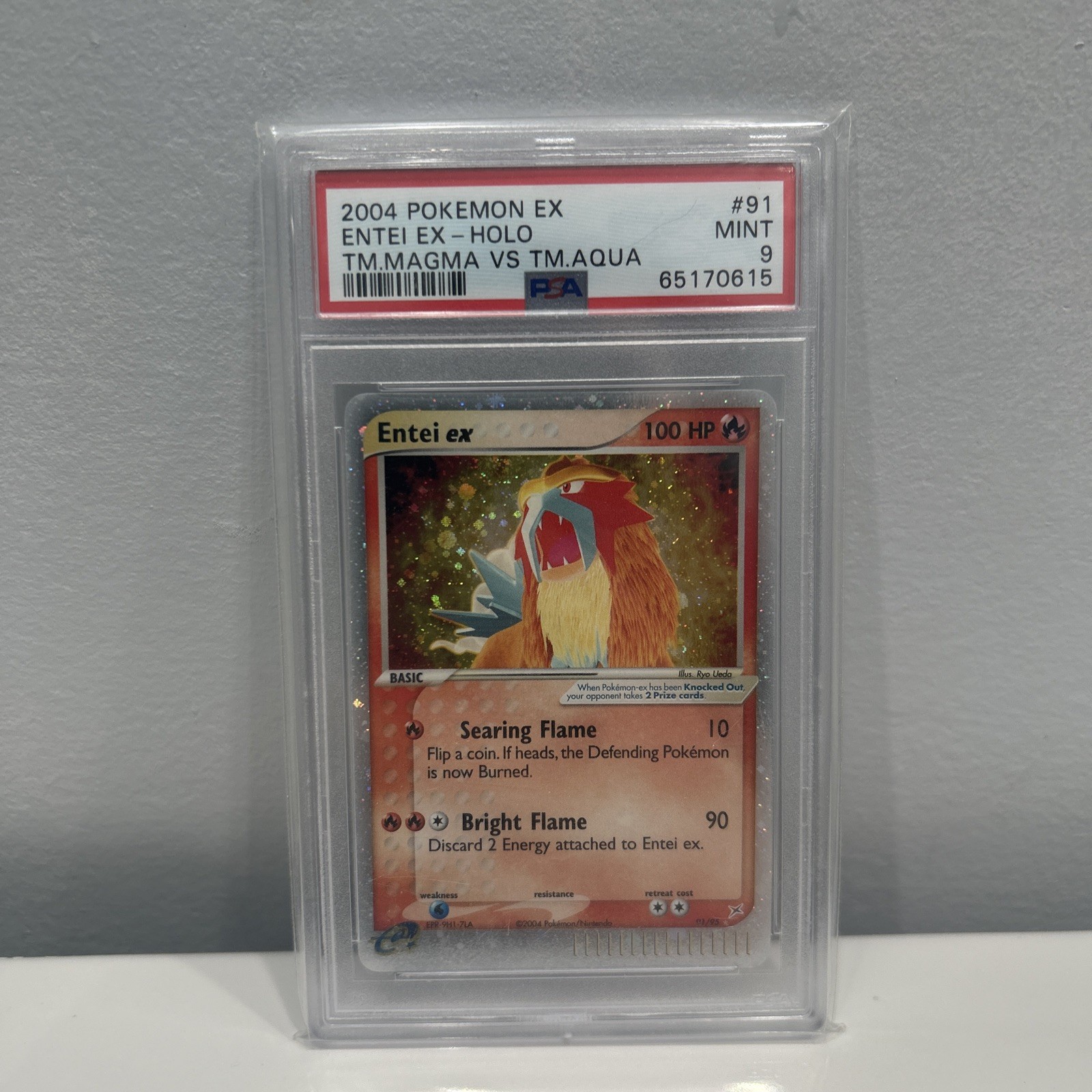 Entei EX 91/95 Team Magma vs Team Aqua Holo PSA 9 Very Rare