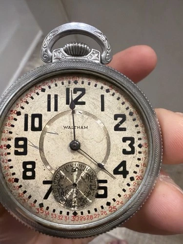 Waltham Antique Silver Pocket Watch 21 Jewels Mechanical 845