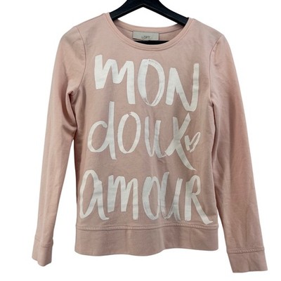 Loft Mon Doux Amour Sweatshirt Top Long Sleeve Womens Small Pink
