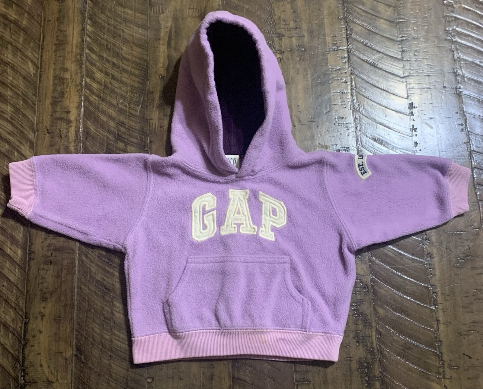 Vintage Y2K Baby GAP Lavender Fleece Hoodie Size XS 3-6 Months  