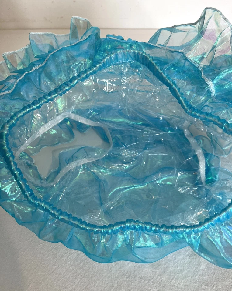 culotte T38/40 organza bleu brillant doublée pvc fesses froufrou adult baby 477! - Photo 3/4
