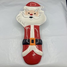 Sleigh Bell Bistro Santa shaped Spoon Rest Stand Holiday Christmas Ceramic