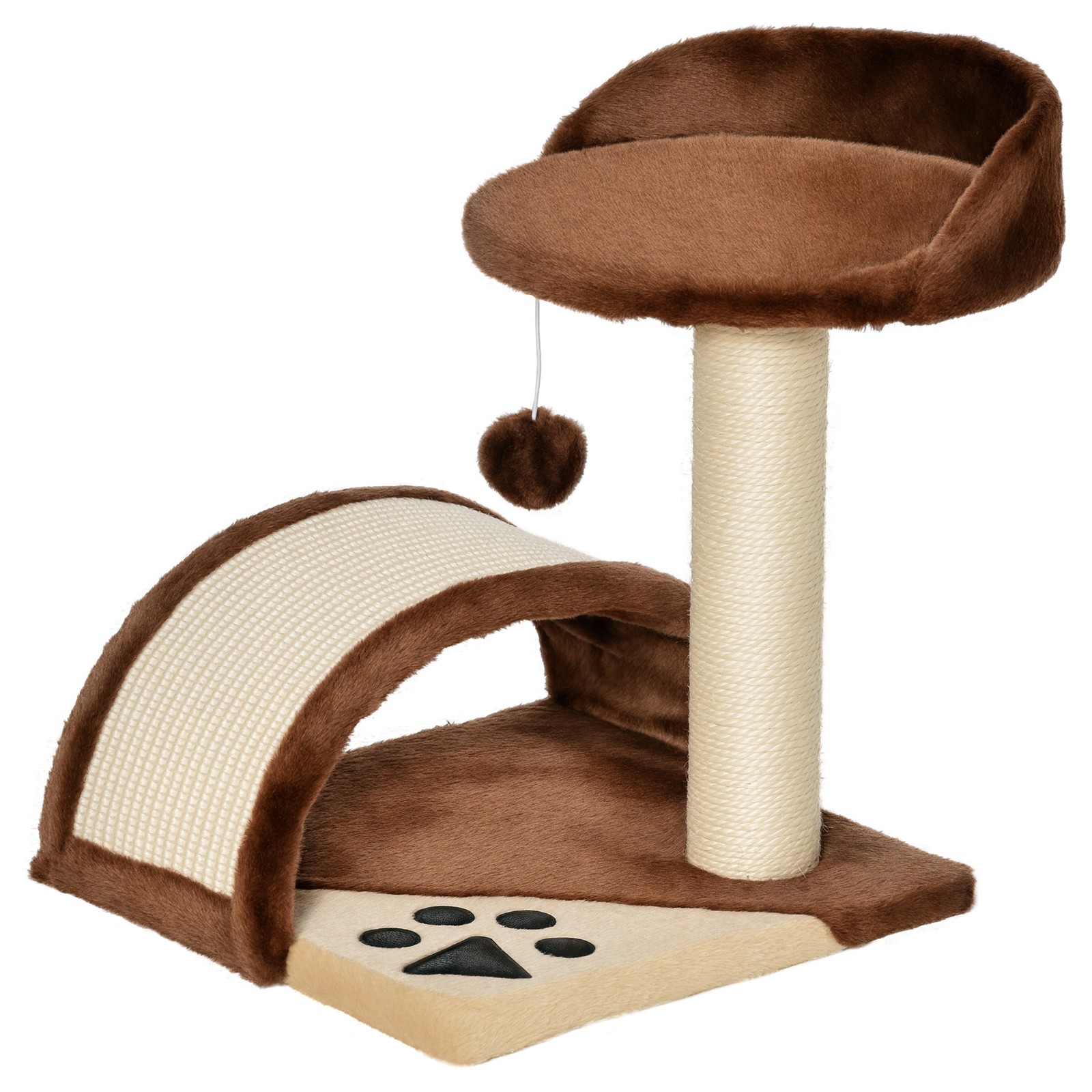 Albero Tiragraffi Per Gatti Per Gioco E Relax 35.5x37x46 Cm Marrone