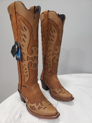NEW ROCK EM SIZE US 5 / MEXICO 22 KAT TALL TOBACCO SNIP TOE COWGIRL BOOT COWBOY
