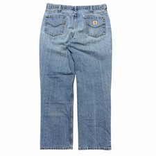 Mens 2000s Carhartt Light Wash Workwear Relaxed Fit Blue Jeans Size 38x32