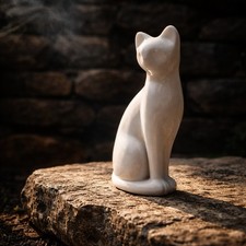 Vintage Mid Century Modern  White Ceramic Siamese Cat Statue 
